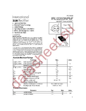 IRLI2203NPBF datasheet  